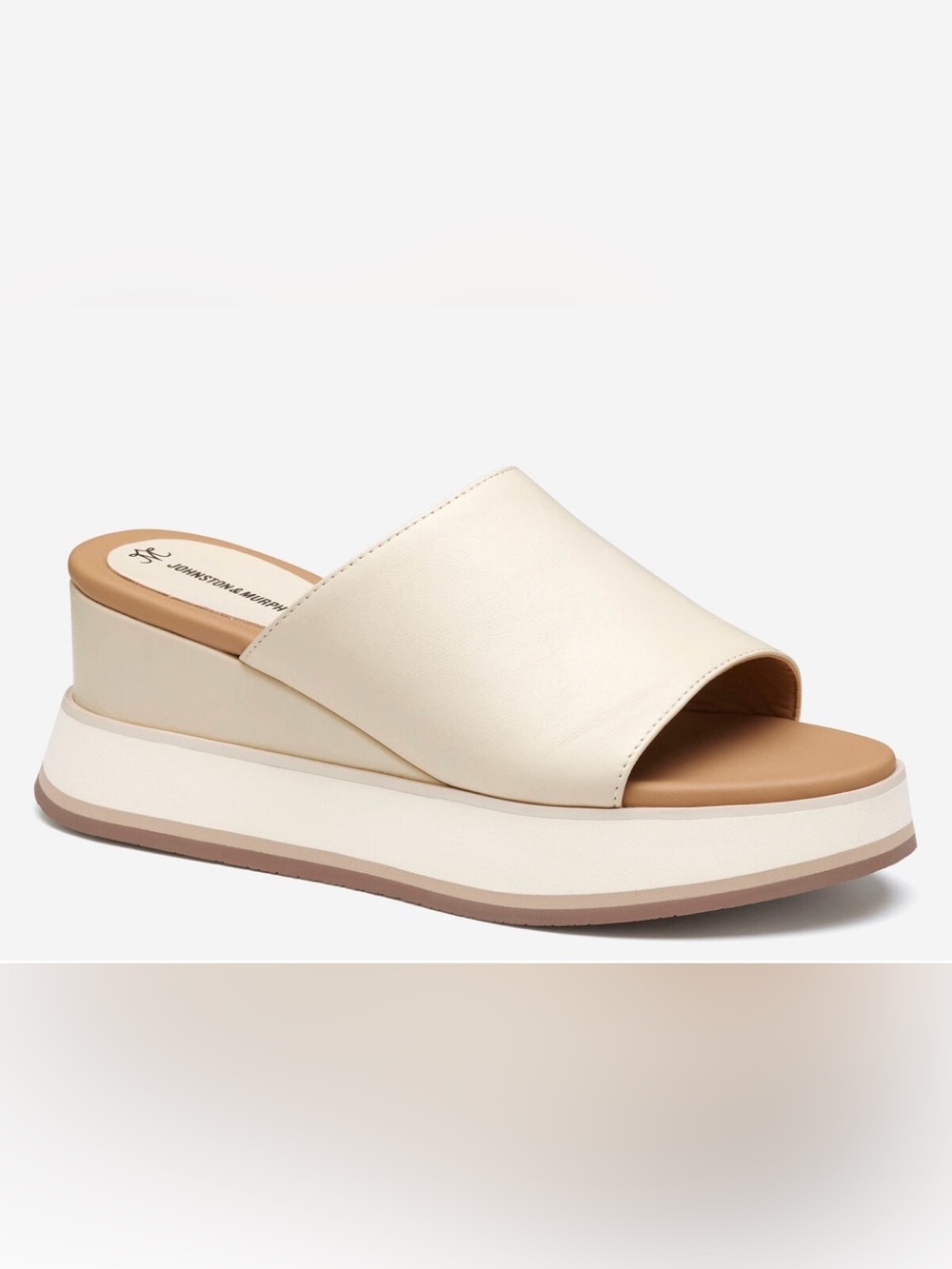 Johnston & Murphy Colleen Cream Platform Slide  - Wmn's Casual Comfort  Sz11